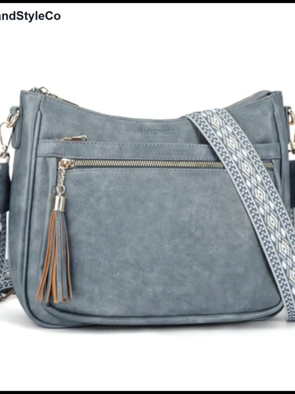 Vegan Leather Medium Crossbody Bag with Pockets & Tassel Purse Handbag